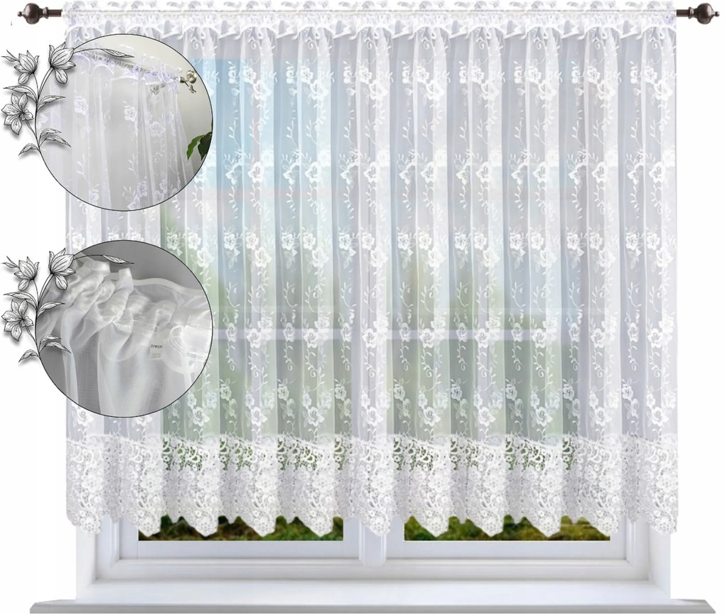 Kész Függöny 160x400 cm-es Gipiuros Függönyök nappaliba, virágos csipke