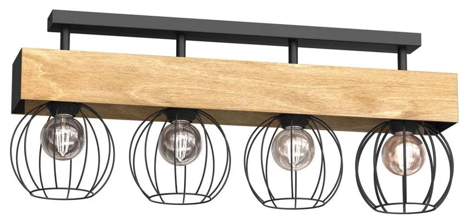 Felületre szerelhető csillár MENTON 4xE27/15W/230V fekete/barna/tölgy