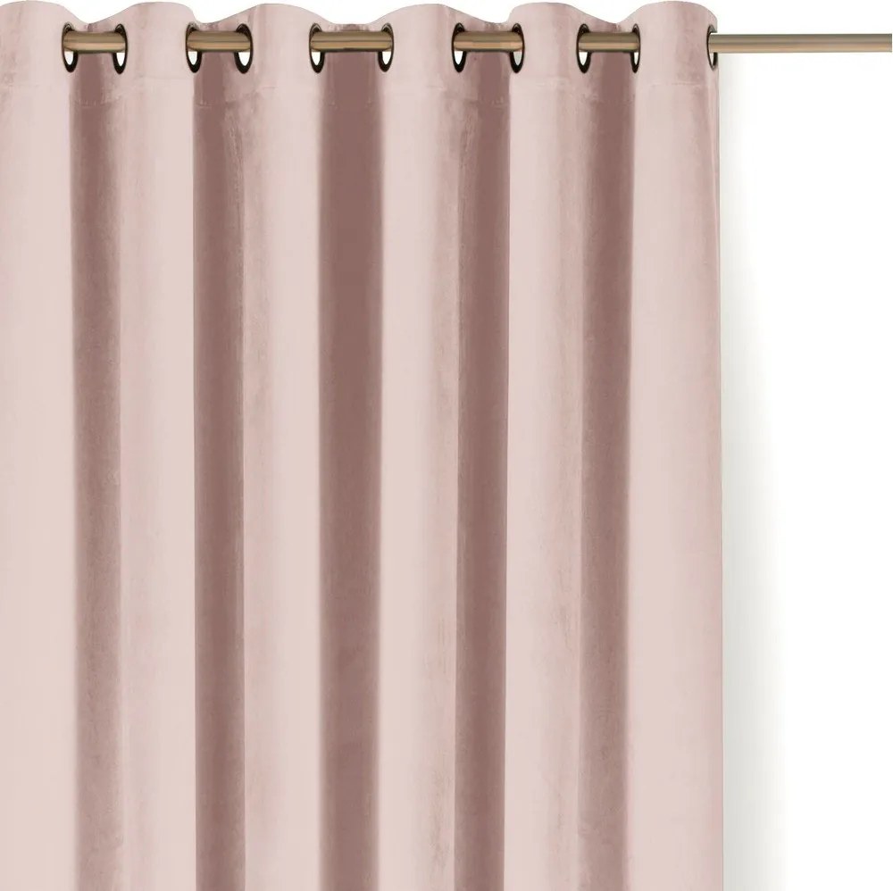 Világos rózsaszín bársony dimout (részleges sötétítő) függöny 530x250 cm Velto – Filumi