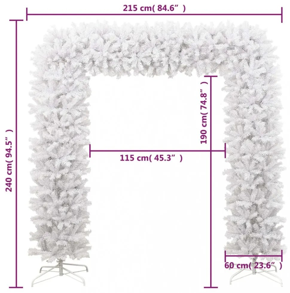 fehér karácsonyfaboltív 240 cm