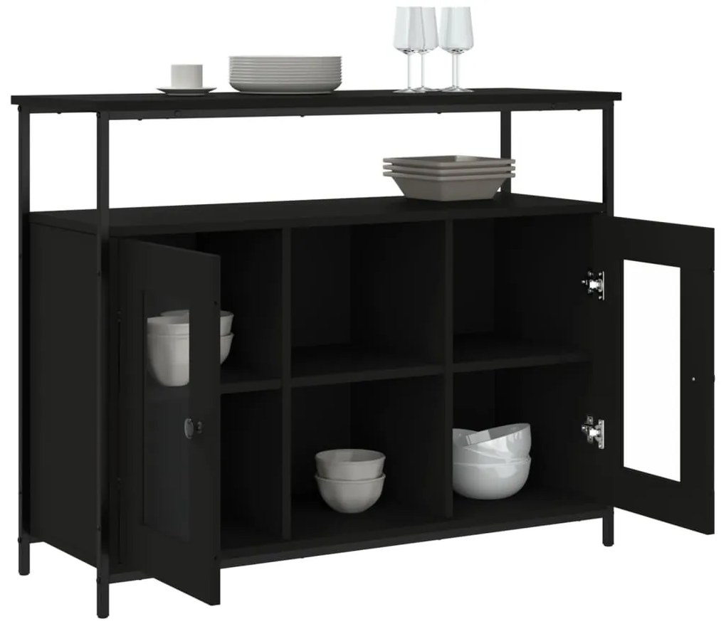 fekete szerelt fa tálalószekrény 100 x 35 x 80 cm