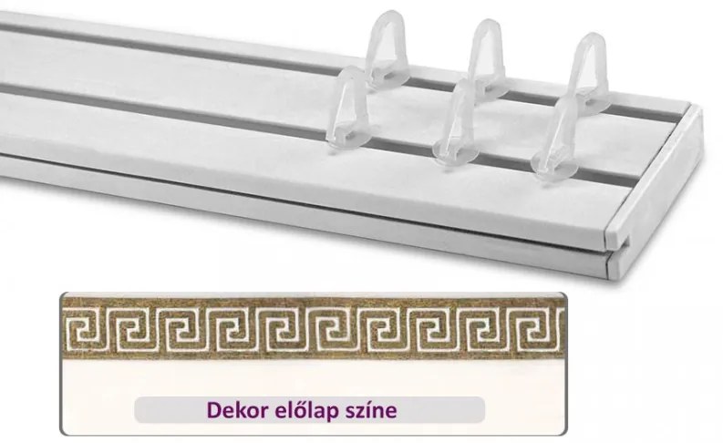 Fehér-arany görög mintás 45 mm-es előlapos kétsoros műanyag mennyezeti sínes karnis 210 cm-es szett