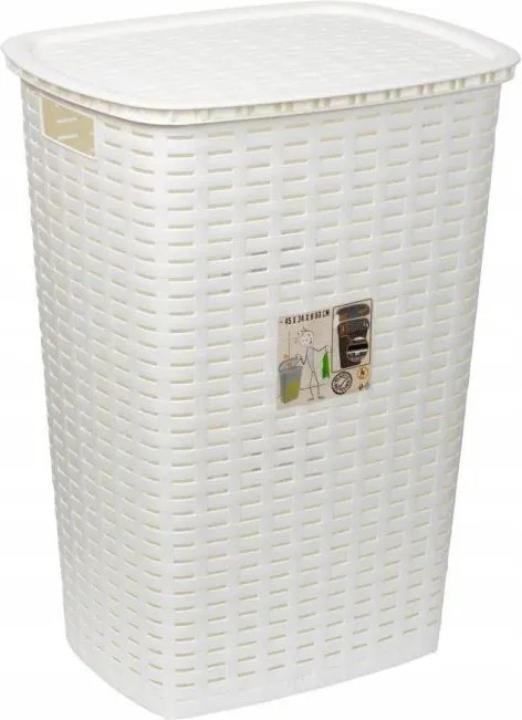 Fürdőszobai szennyestartó kosár műanyag fehér dekoratív 54 l