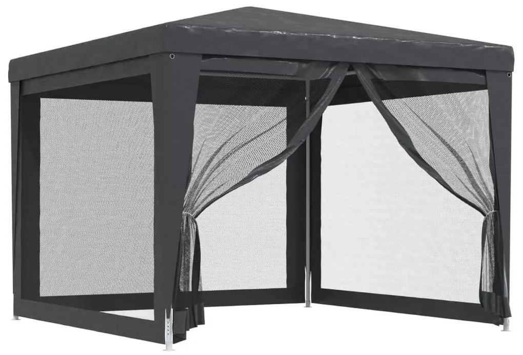 antracitszürke HDPE rendezvénysátor 4 hálós oldalfallal 3x3 m
