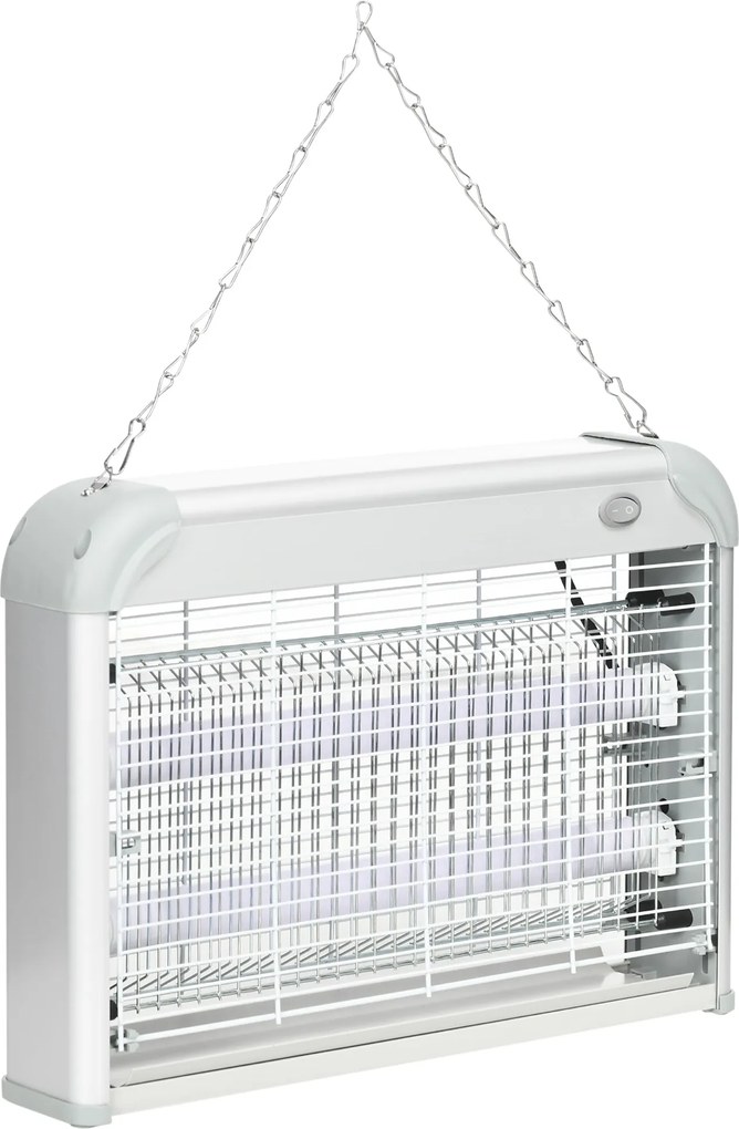 Outsunny 20W LED UV Szúnyog- és Rovarmérgező Levehető Tálcával, Fehér Szúnyoglámpa ABS-ból és Fémből, 39x8x28 cm | Aosom