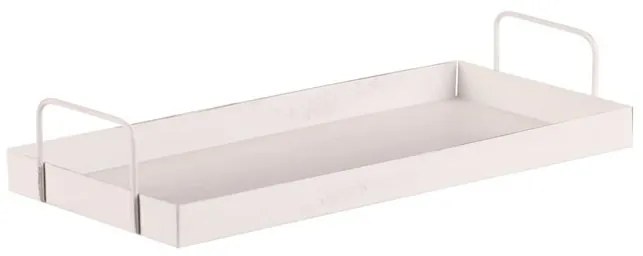 Fém tálca fogantyúkkal, téglalap alakú, fehér, 36x 16 x 7 cm