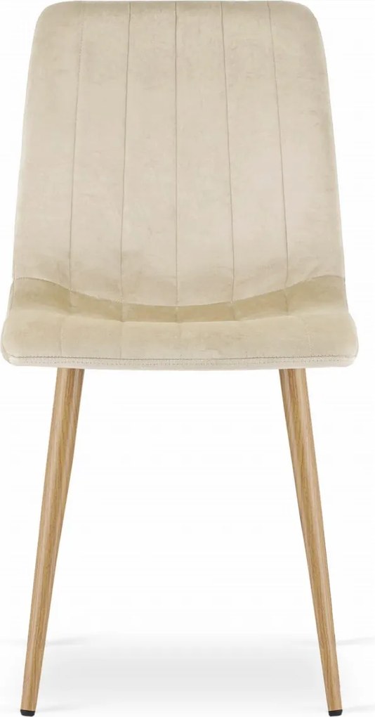 Étkezőszett 1 + 4, fehér étkezőasztal ADRIA 120x80 cm + krémszínű bársony szék LAVA