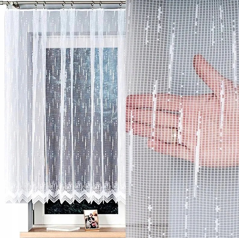 Jacquard mintás függöny 000146 magasság 140cm, fehér színben (méterenként)
