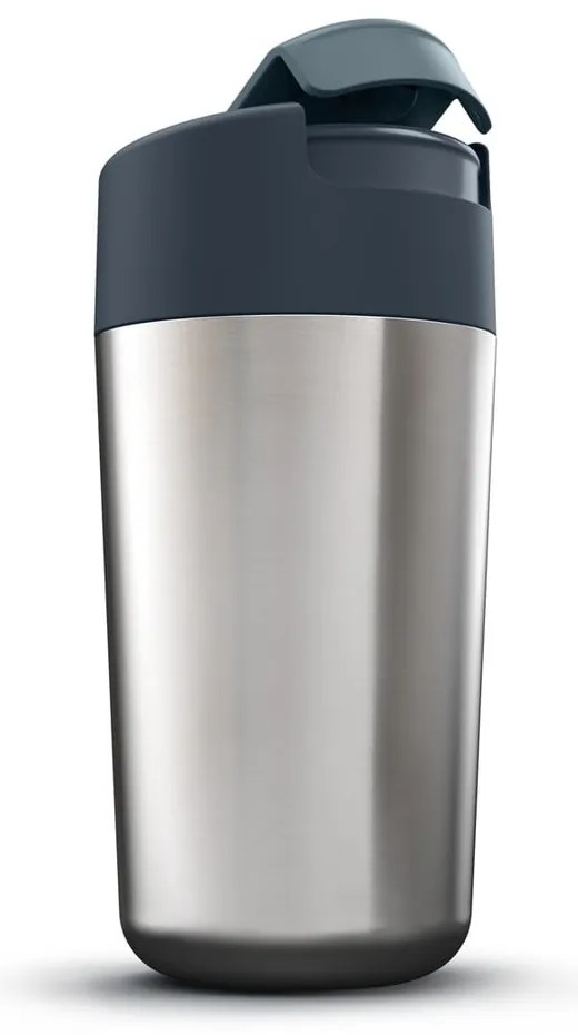 Sötétkék-fényes ezüstszínű utazóbögre 450 ml Sipp – Joseph Joseph