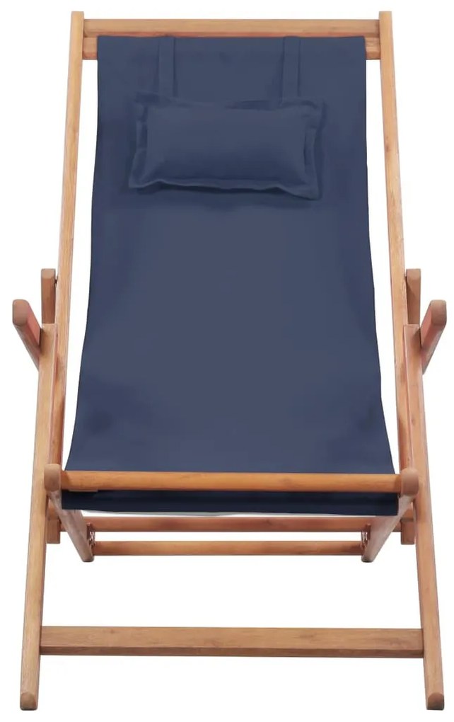 Kék összecsukható szövetkárpitos, favázas strandszék