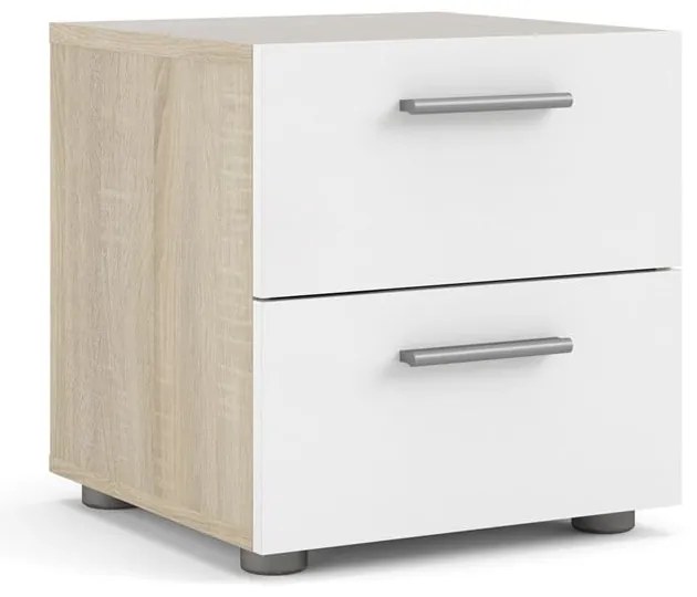 Fehér-természetes színű éjjeliszekrény tölgyfa dekorral Pepe - Tvilum