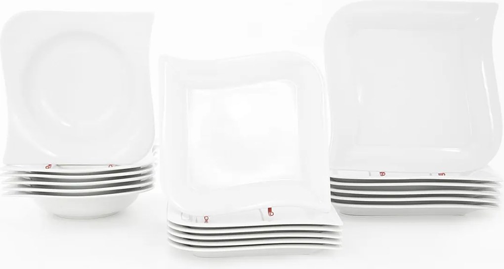 Lubiana Opera Ebédlő Tányér Szett 6 Személy 18 Elem Fehér