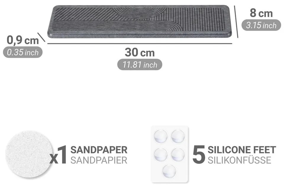 Szürke kovaföld edénycsepegtető alátét 30x8 cm Damon – Wenko