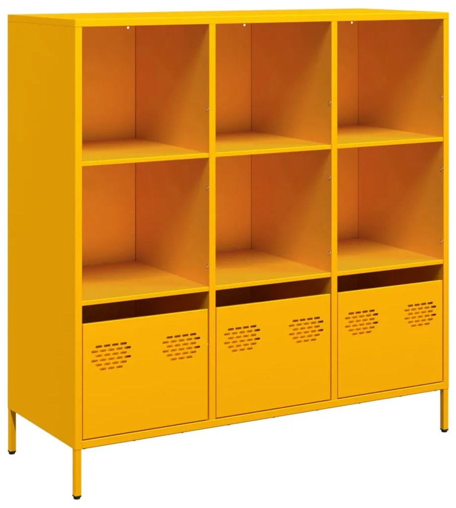 mustársárga acél tálalószekrény 101,5 x 39 x 103,5 cm