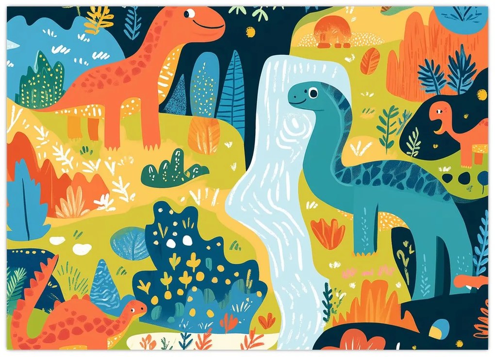Kép - Vidám dinoszauruszok (70x50 cm)
