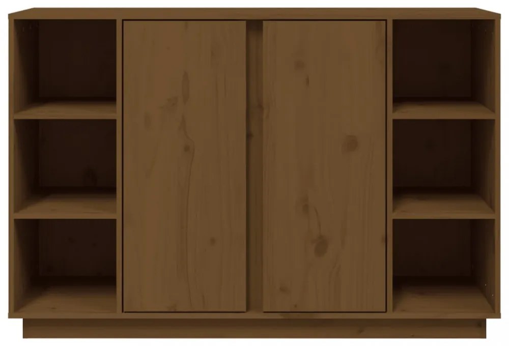 mézbarna tömör fenyőfa tálalószekrény 120x35x80 cm