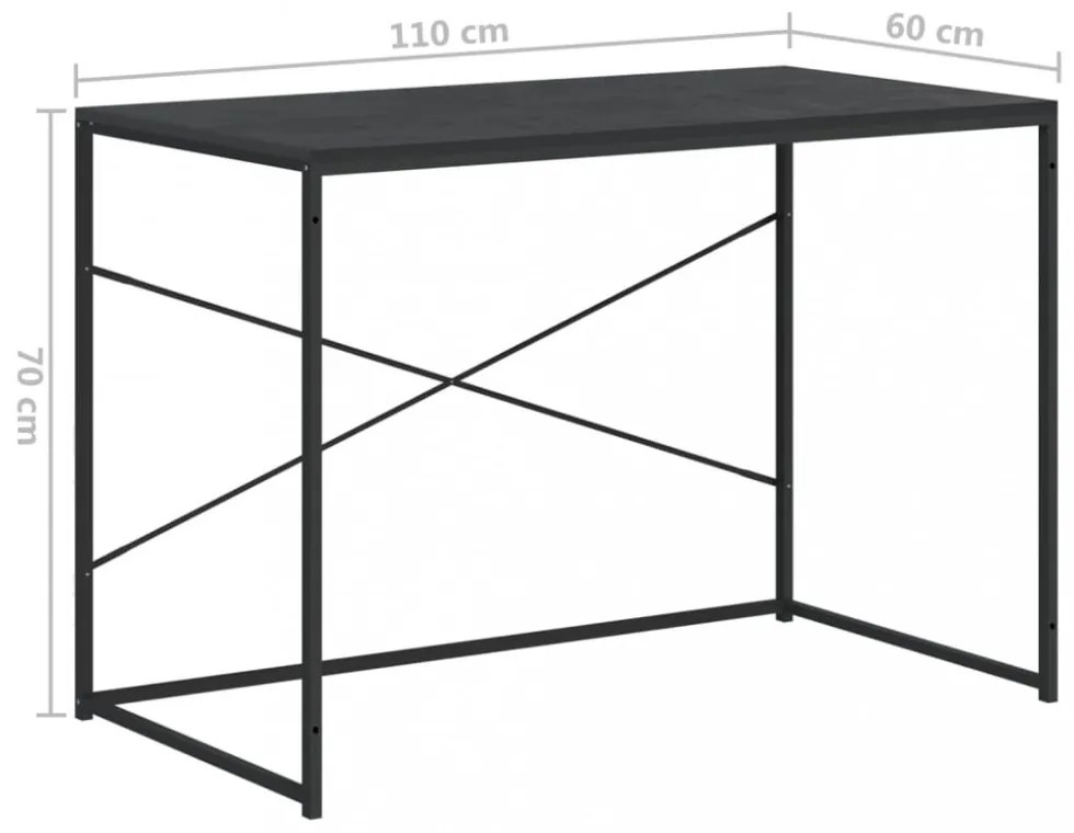 fekete szerelt fa számítógépasztal 110 x 60 x 70 cm
