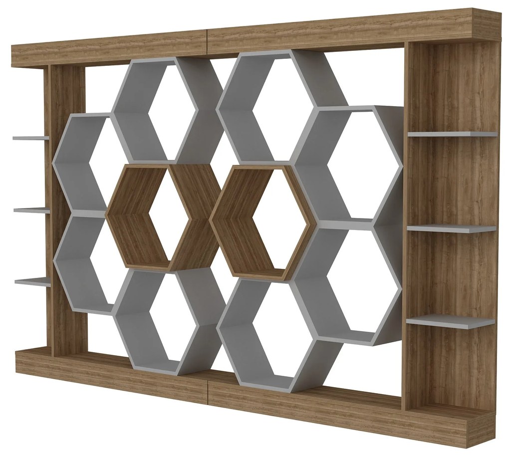 könyvespolc Sueno - White, Walnut