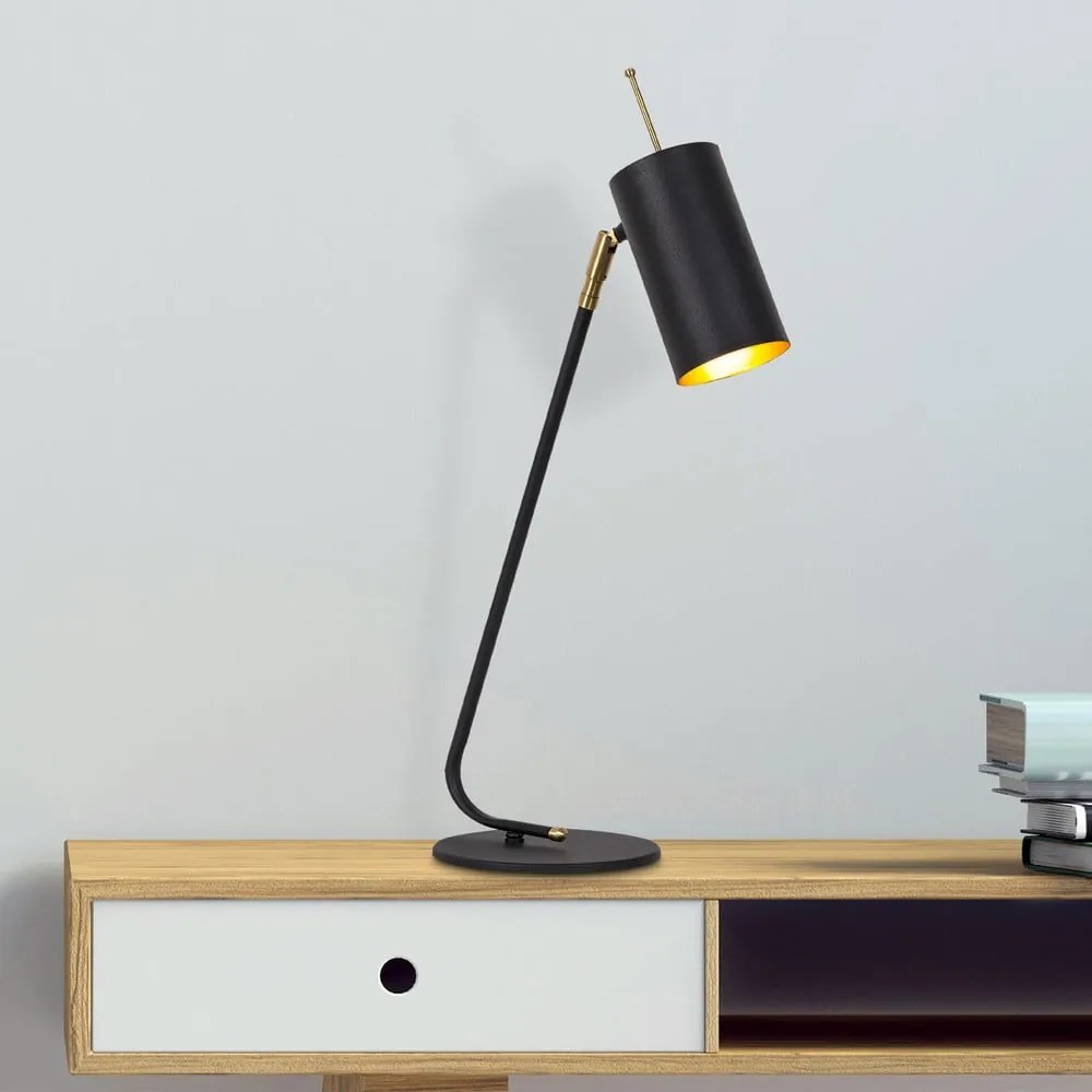 Fekete-aranyszínű asztali lámpa fém búrával (magasság 55 cm) Sivani – Opviq lights