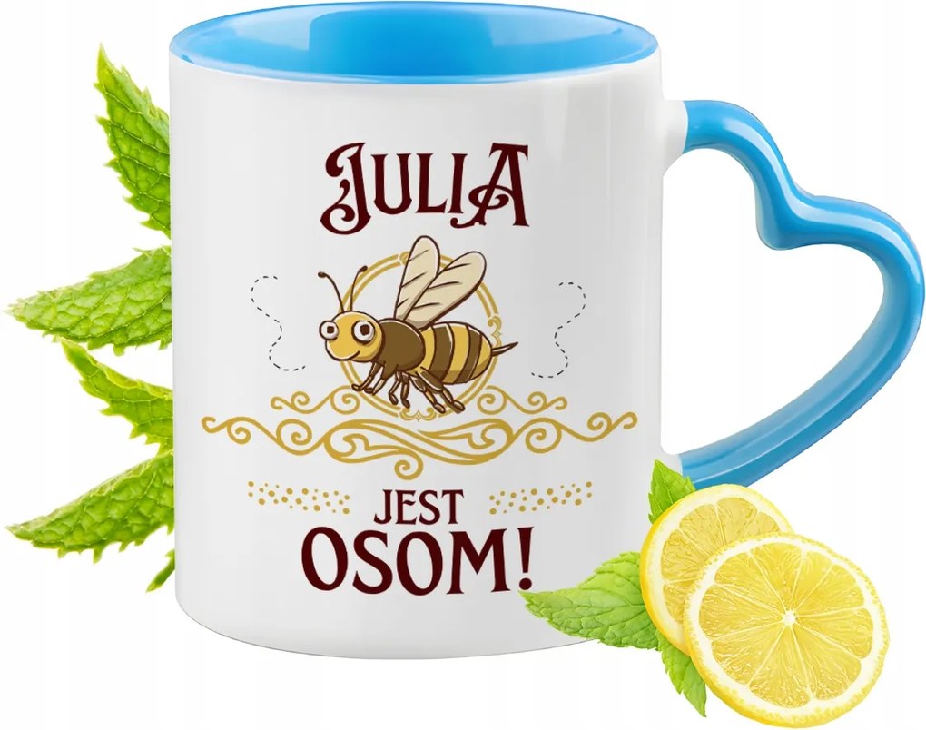 Juli Kék Bögre Szív Alakú Füllel Kávé Ajándék