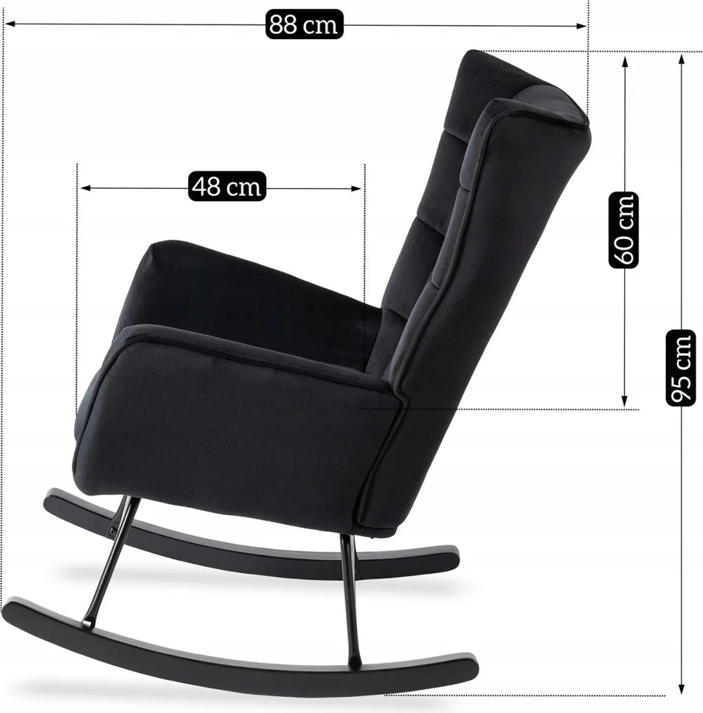 Hintafotel fekete bársony kárpittal – JACKSON