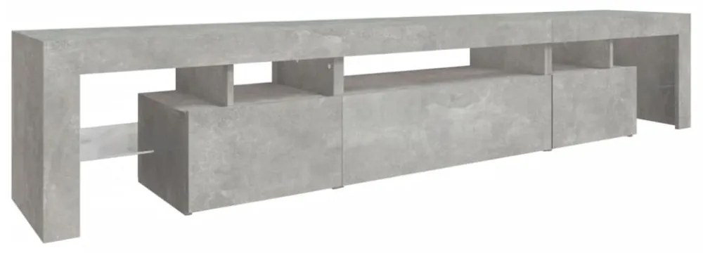betonszürke TV-szekrény LED lámpákkal 215x36,5x40 cm