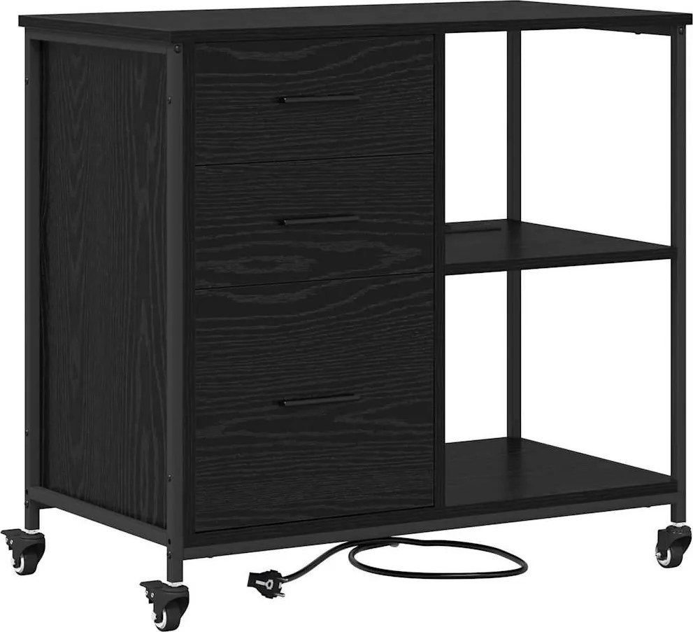 vidaXL Szekrény Töltőállomással Fekete tölgy 76 x 41 x 72 cm Faanyag