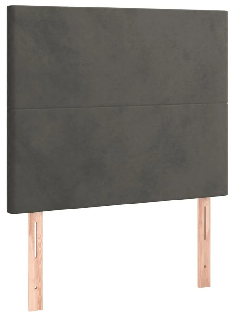sötétszürke bársony LED-es fejtámla 80x5x118/128 cm