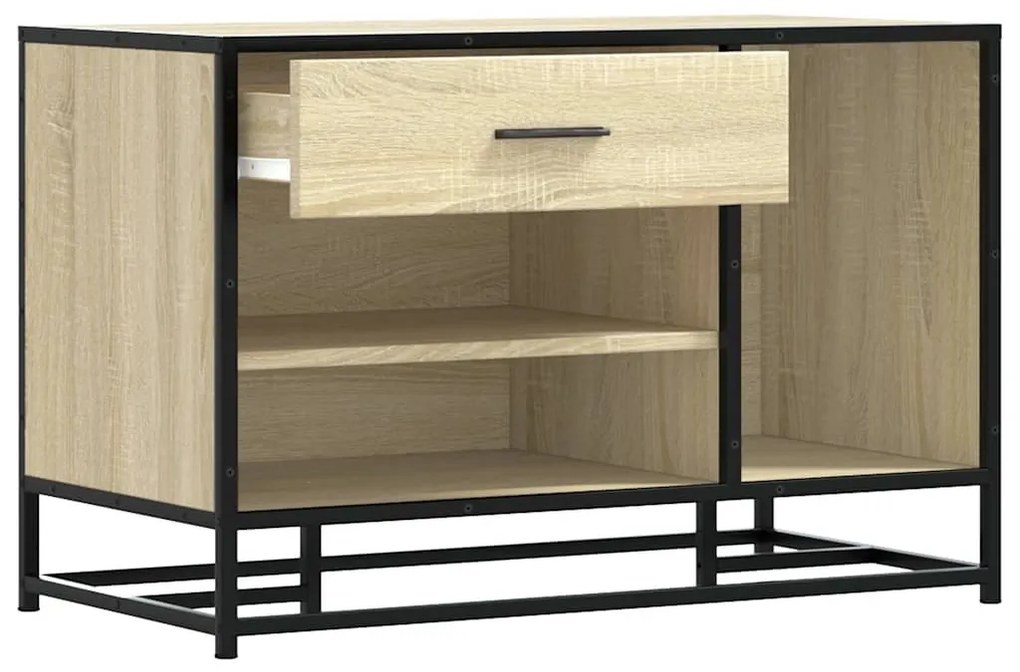 cipőpad Sonoma tölgy 80x40x53,5 cm Gépelt fa és fém