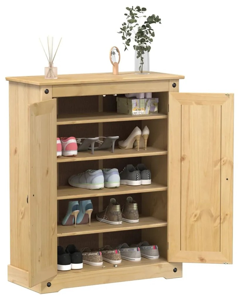 Corona tömör fenyőfa cipőszekrény 86 x 38,5 x 108 cm