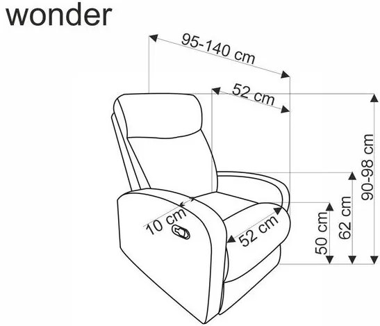 WONDER dönthető fotel bölcsőfunkcióval, szürke