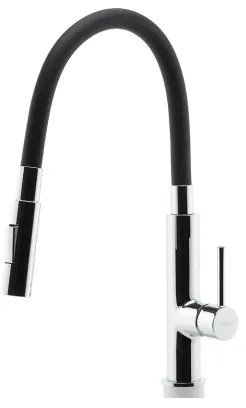 FERRO - Mosogató csap rugalmas karral fényezett króm/fekete