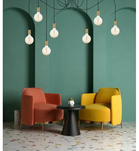 Csillár zsinóron MIROS 7xE27/60W/230V pók fekete/arany