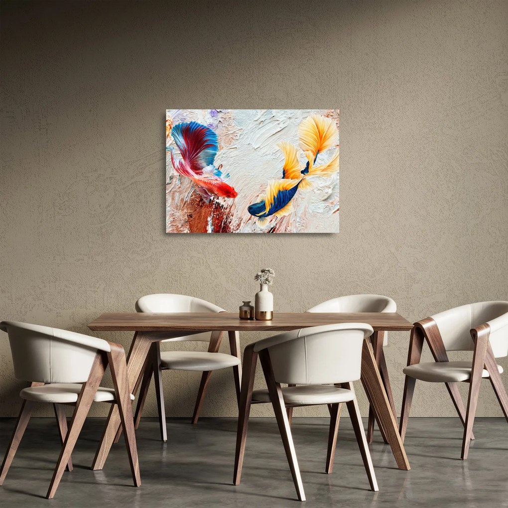 Kép - harcoló hal (üvegen) (70x50 cm)