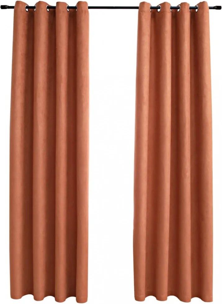 vidaXL 2 db rozsdavörös sötétítőfüggöny fémgyűrűkkel 140 x 225 cm