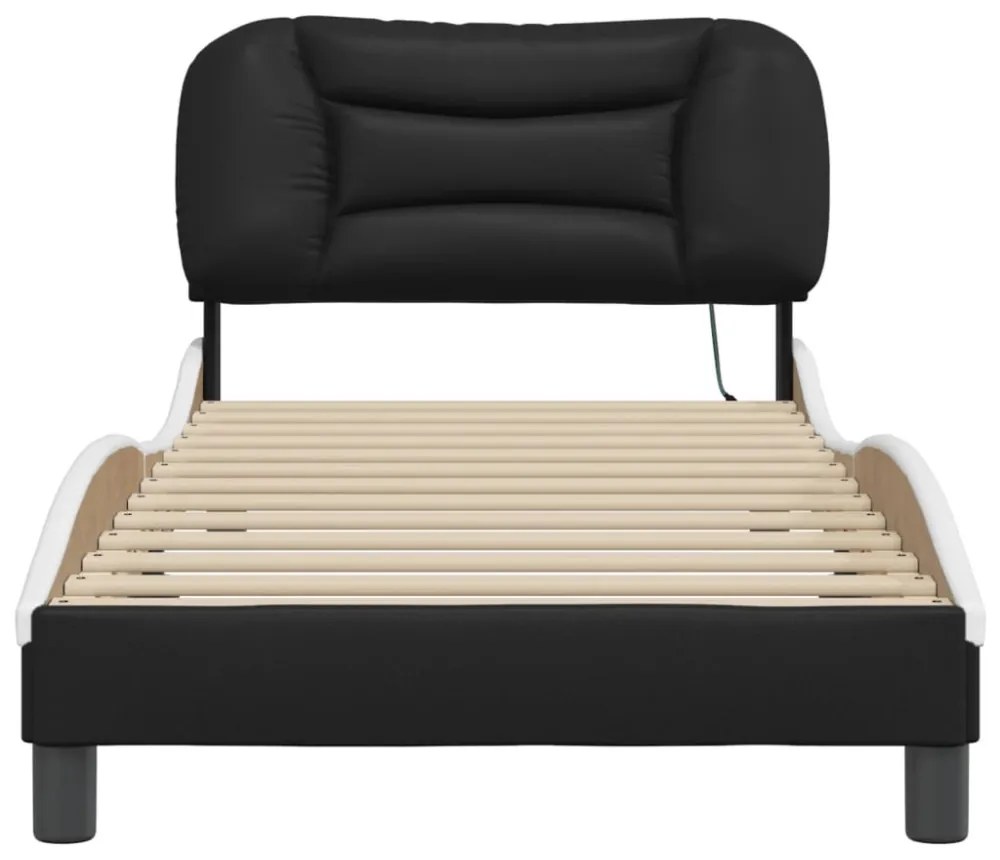 fekete és fehér ágykeret LED-ekkel matrac nélkül Hvar 90 x 200 cm