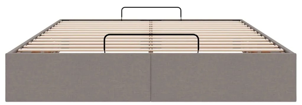 Ottomán tópszínű szövet ágykeret matrac nélkül 140 x 190 cm