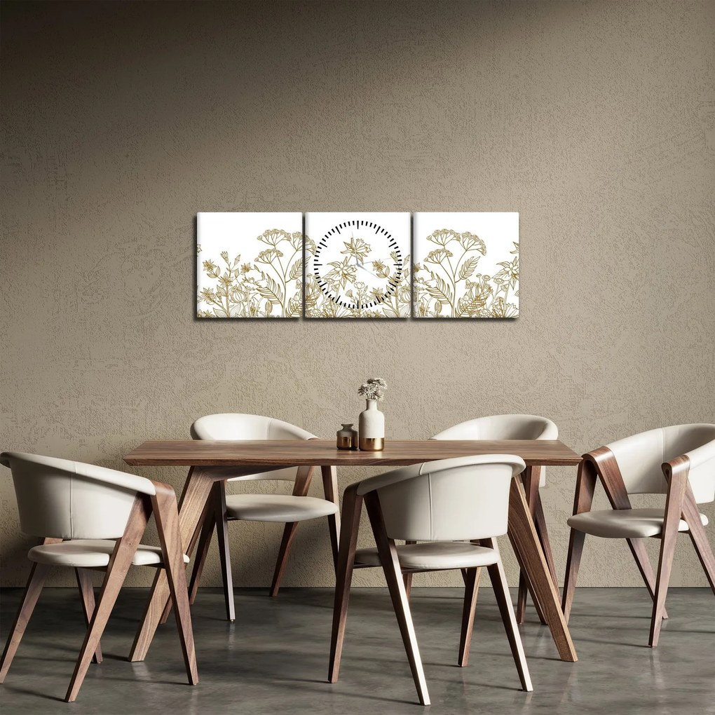 Kép - réti virágok (órával) (90x30 cm)