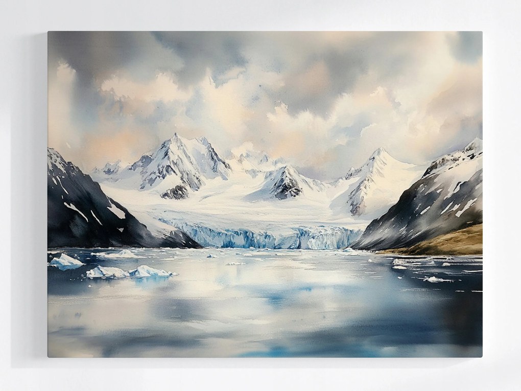 Vászonkép Canvas Tájkép Kilátás Hegyek Tó Gleccser Hó Jég 100x75