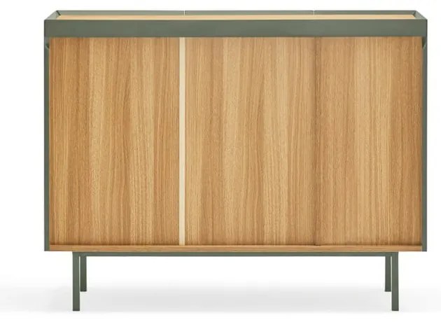 Zöld alacsony komód tölgyfa dekorral 110x85 cm Arista – Teulat
