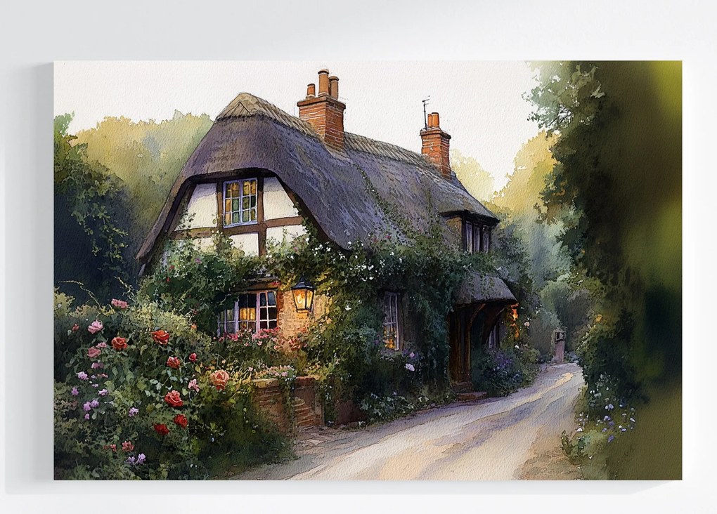 Vászonkép Canvas Tájkép Kilátás Anglia Falu Ház Kert Nádas 60x40