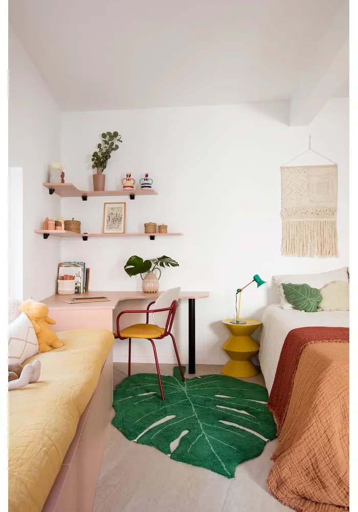 Sötétzöld mosható kézi szövésű pamut gyerek szőnyeg 120x180 cm Monstera Leaf – Lorena Canals