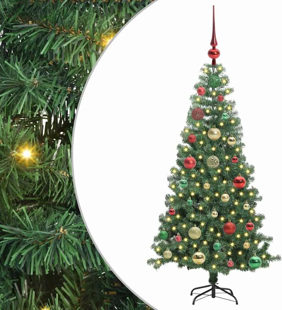 vidaXL Karácsonyfa 150 LED-del állvánnyal Zöld 120 cm PVC