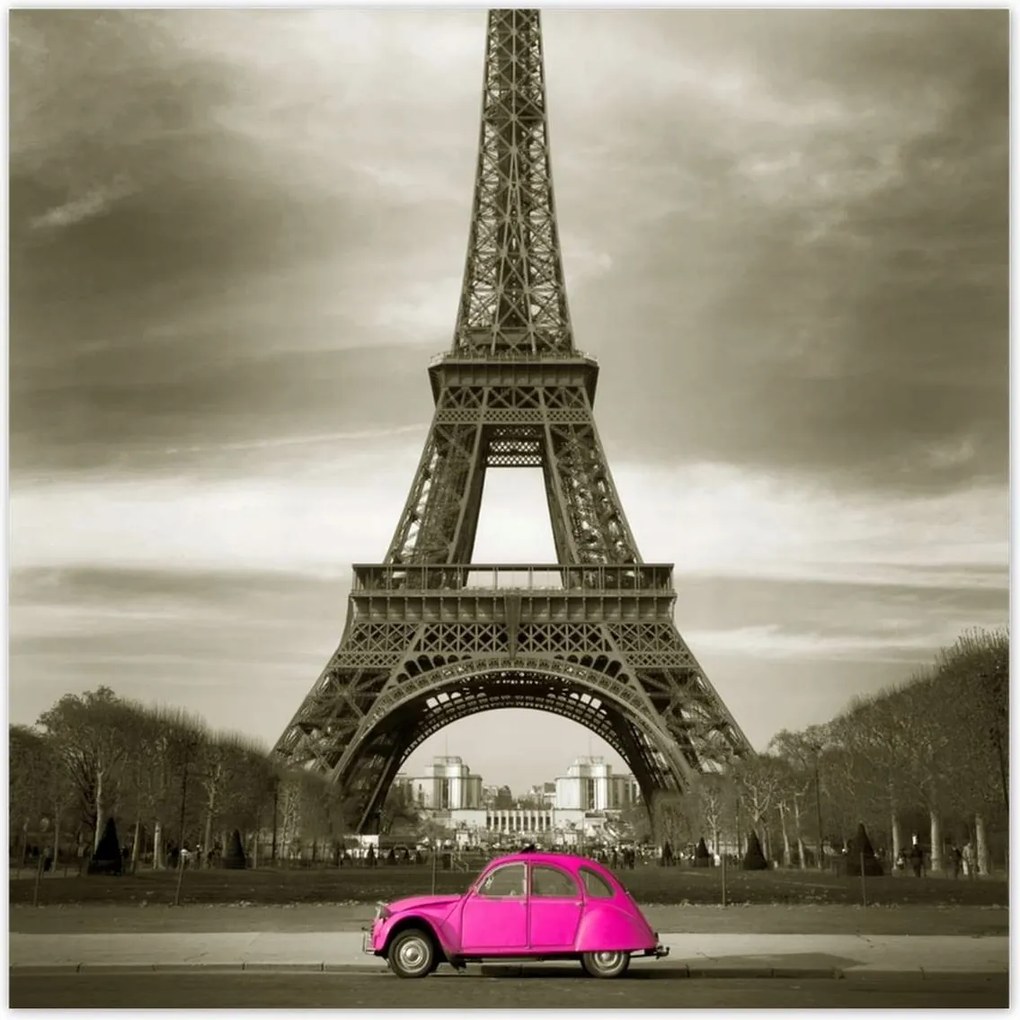 Poszterek 100x100 Rózsaszín Citroen Párizsban