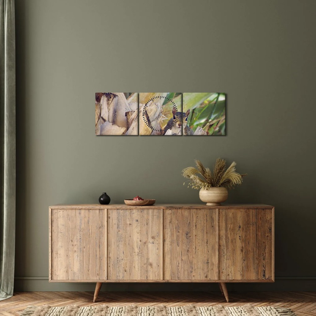 Mókus képe a fán (órával) (90x30 cm)