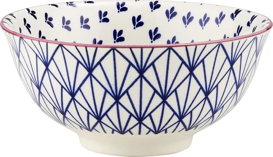 ORNAMENTS tálka 240 ml, sötétkék-fehér