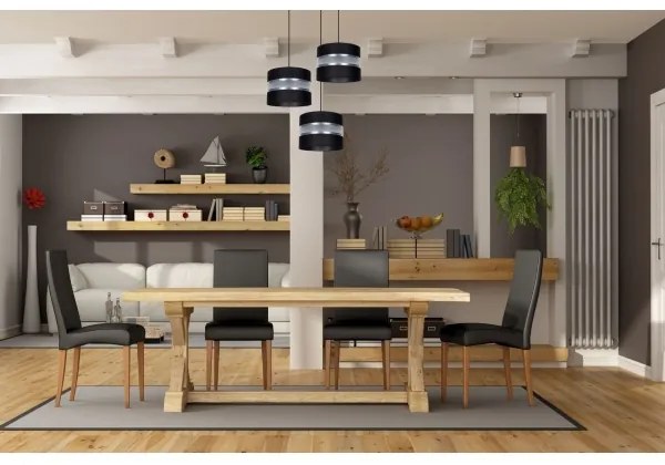 Csillár zsinóron CORAL 3xE27/60W/230V fekete/króm átm. 45 cm