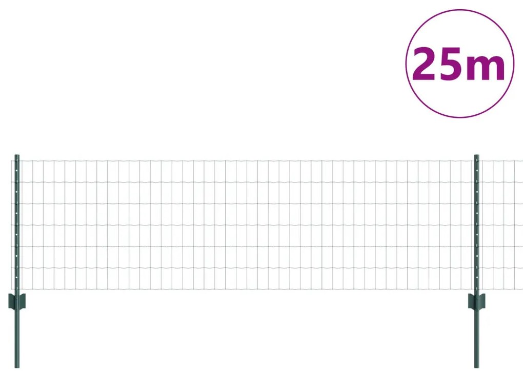 Euro Kerítés Szett 2 db Zöld Fém zöld festékkel bevonva Nagy