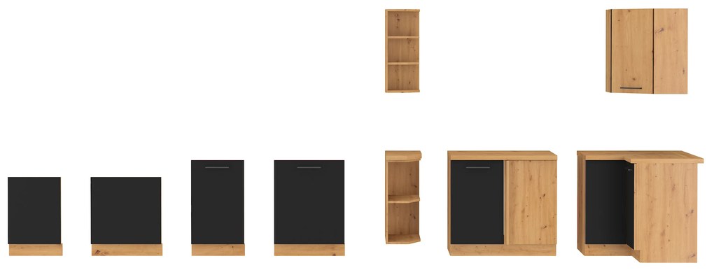 Alsó konyhaszekrény  a mosogatóhoz Miraluna (artisan tölgy + matt fekete). 1062370