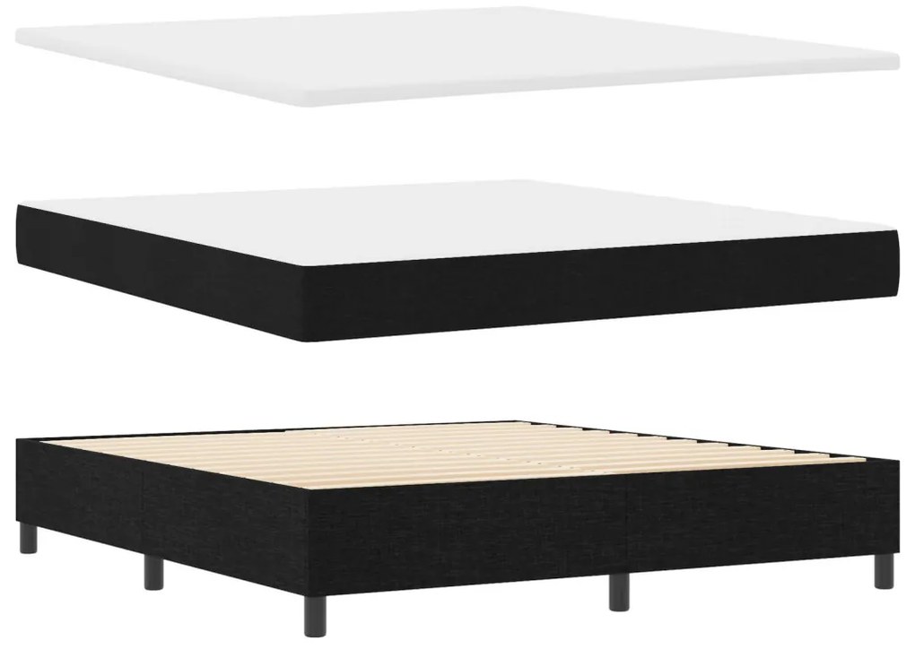 Box Spring Ágy Matrac & Pad Fekete 180x200 cm Szövet